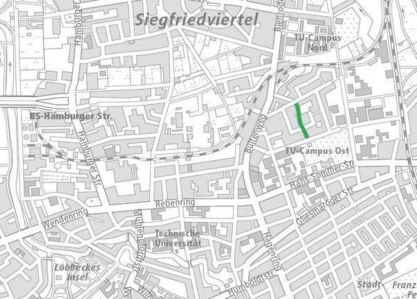Die Hermann-Riegel-Straße im Nördlichen Ringgebiet (1 : 40.000) (Wird bei Klick vergrößert)