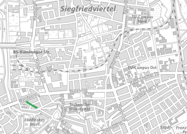 Die Huttenstraße im Nördlichen Ringgebiet (1 : 40.000) (Wird bei Klick vergrößert)