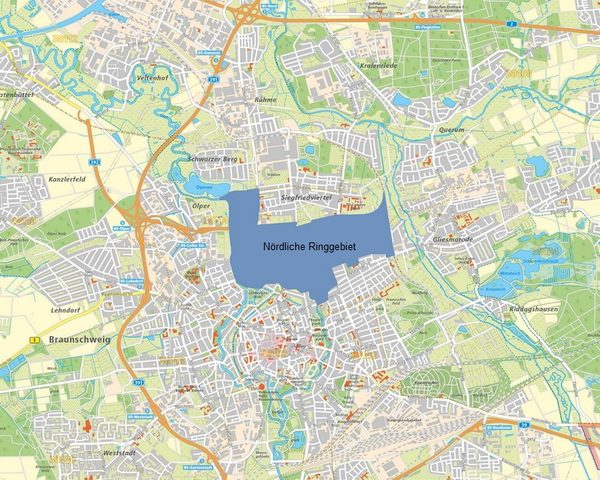 Das Nördliche Ringgebiet im Stadtplan (1 : 20.000) (Wird bei Klick vergrößert)