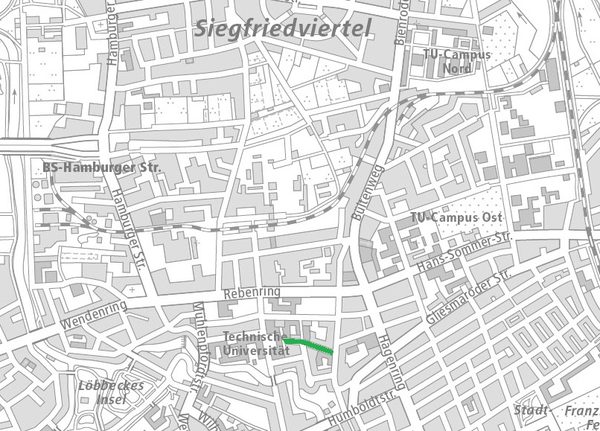 Die Spielmannstraße im Nördlichen Ringgebiet (1 : 40.000) (Wird bei Klick vergrößert)