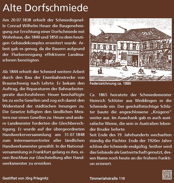 Historischer Dorfrundgang: Dorfschmiede (Wird bei Klick vergrößert)