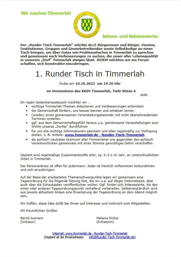 Einladung zum 1.Runder-Tisch-Timmerlah (Wird bei Klick vergrößert)
