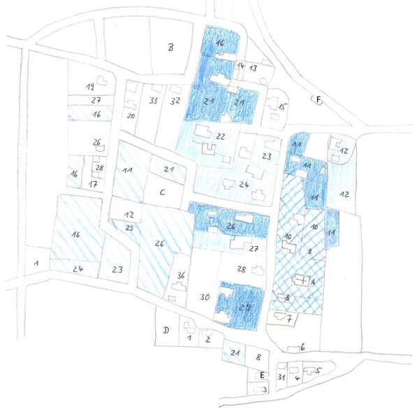 Timmerlah Stadtplan vor 1751 (Wird bei Klick vergrößert)