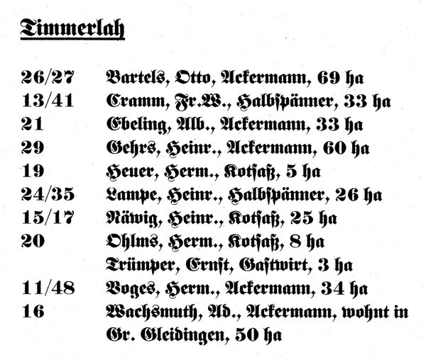 Bauernhöfe - Größe und Assekuranznummern (Wird bei Klick vergrößert)