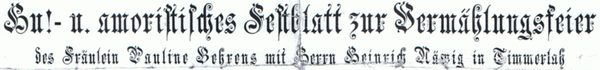 Hochzeits=Kladderadatsch" vom 25.5.1909, gedruckt von J. Dessau, Braunschweig (Wird bei Klick vergrößert)