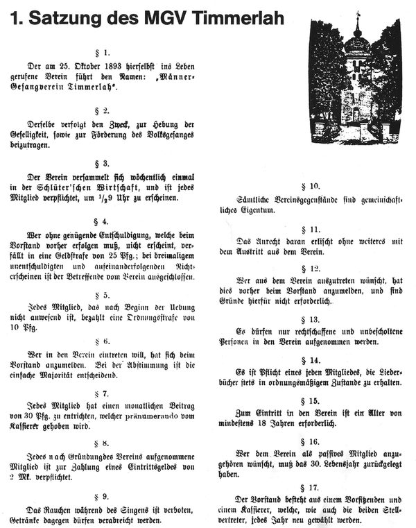 MGV Satzung 1893 (Wird bei Klick vergrößert)