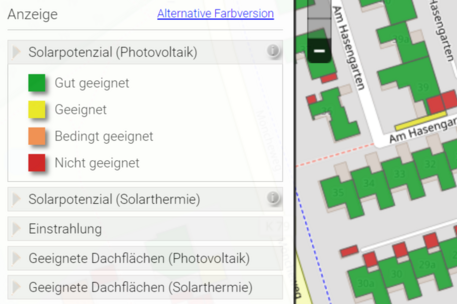 Bild Ausschnitt aus Solarkataster