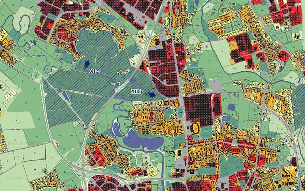 Abb. Planungshinweiskarte Nachtsituation 2050 Quelle: Klimaanalyse Braunschweig 2018 (Wird bei Klick vergrößert)