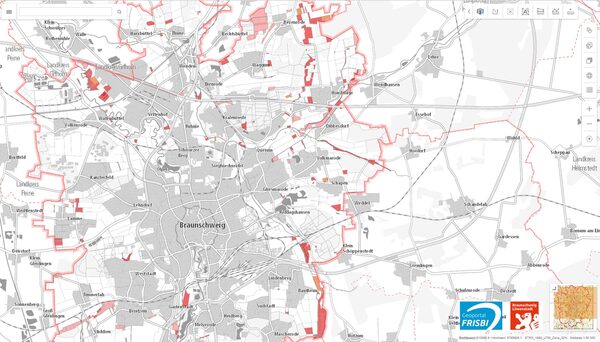 Oberfläche des Geoportal Braunschweig (Wird bei Klick vergrößert)