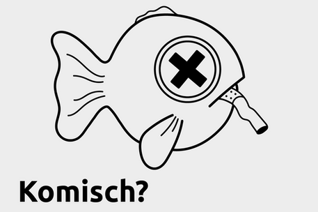 Ein toter Fisch mit Zigarettenkippe