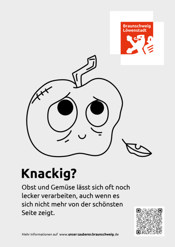 Ein traurig blickender Apfel (Wird bei Klick vergrößert)