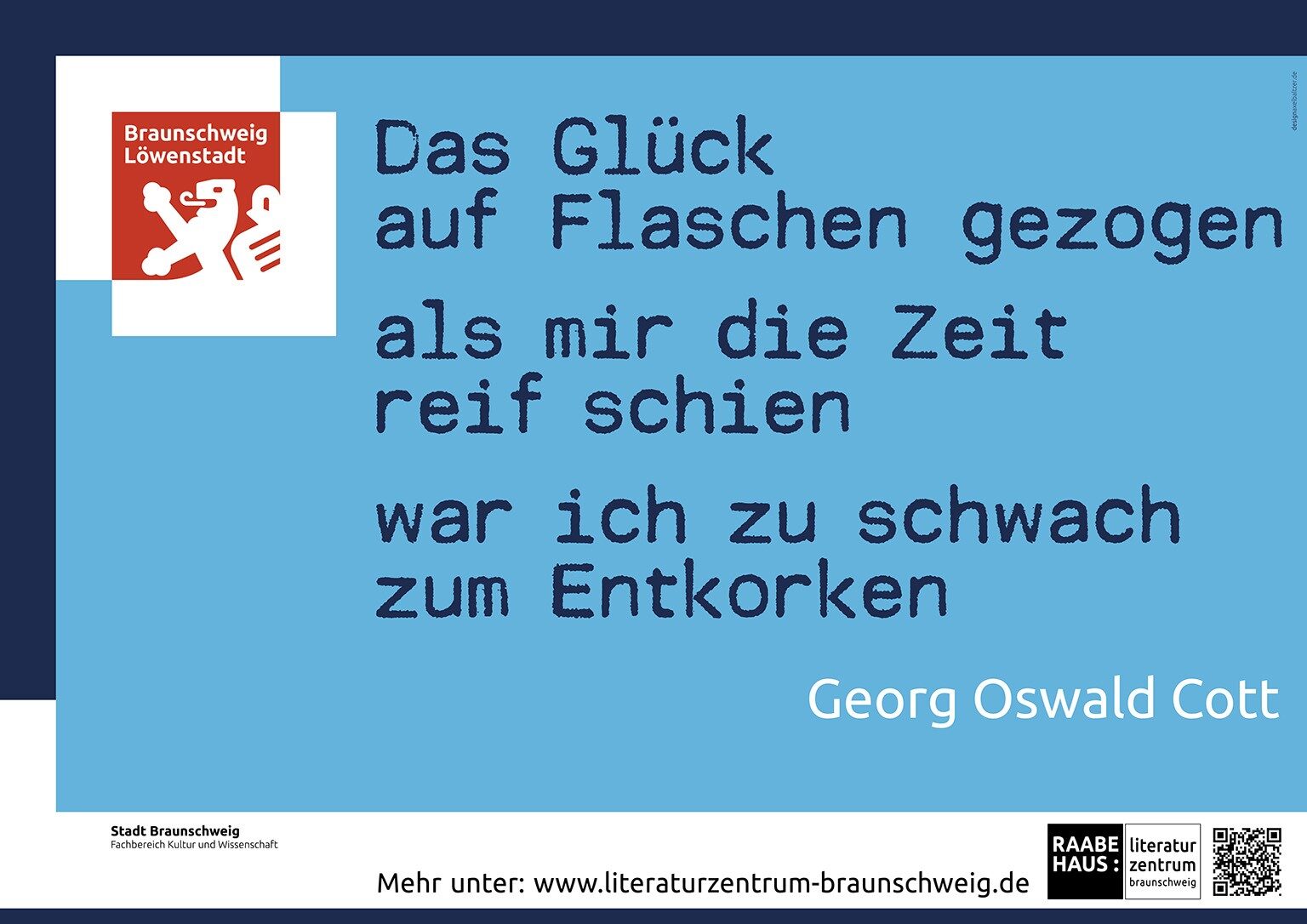 Plakat mit einem Zitat von Georg Oswald Cott (Wird bei Klick vergrößert)