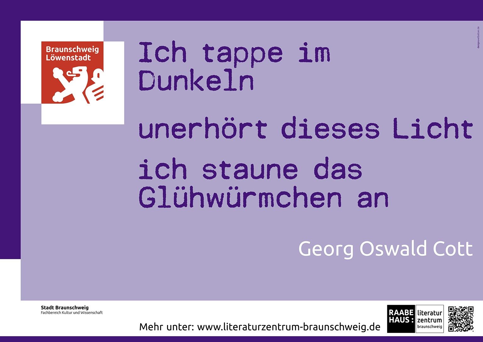 Plakat mit einem Zitat von Georg Oswald Cott (Wird bei Klick vergrößert)