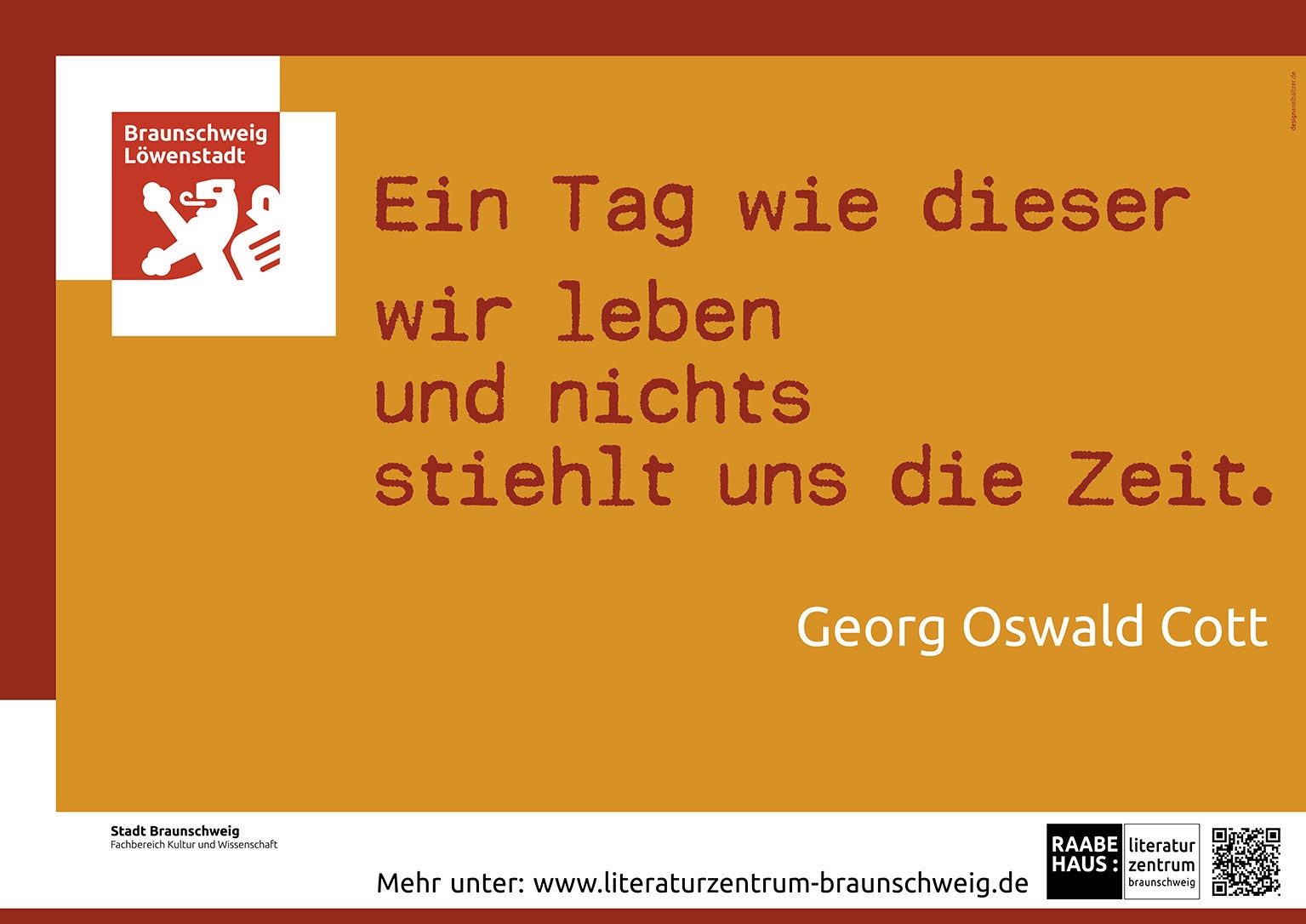 Plakat mit einem Zitat von Georg Oswald Cott (Wird bei Klick vergrößert)