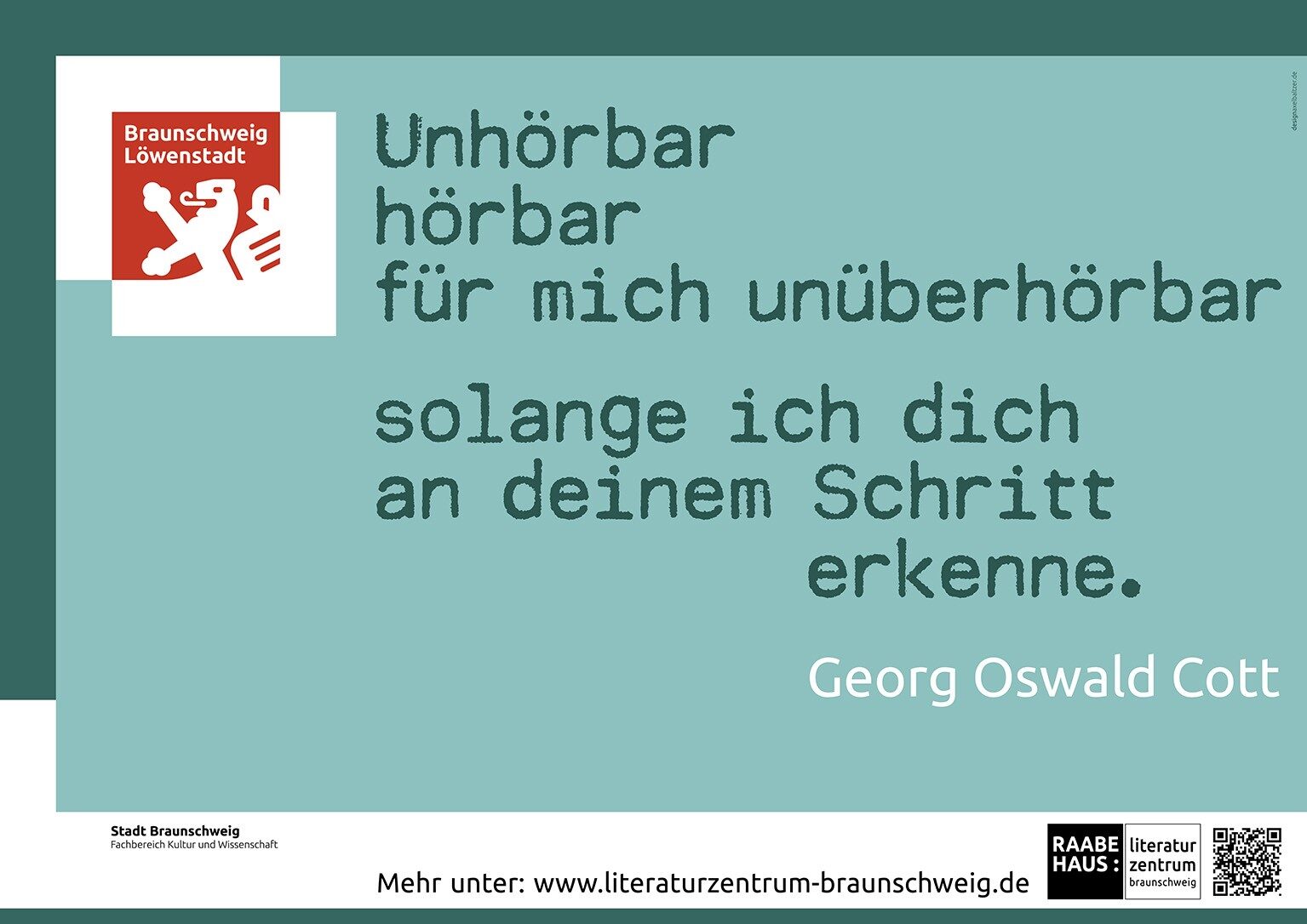 Plakat mit einem Zitat von Georg Oswald Cott (Wird bei Klick vergrößert)