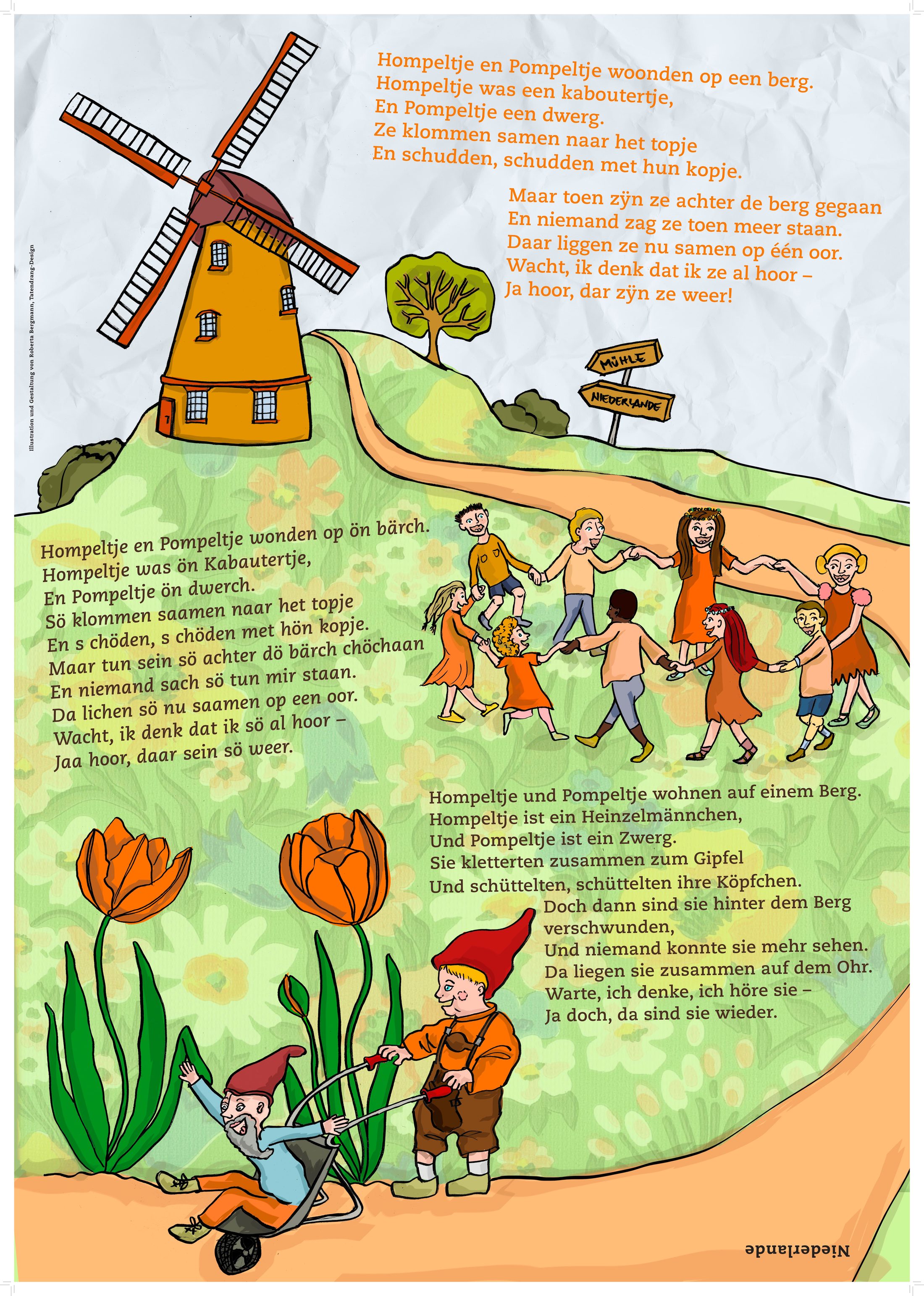 Illustration mit Kindervers zu: Niederlande