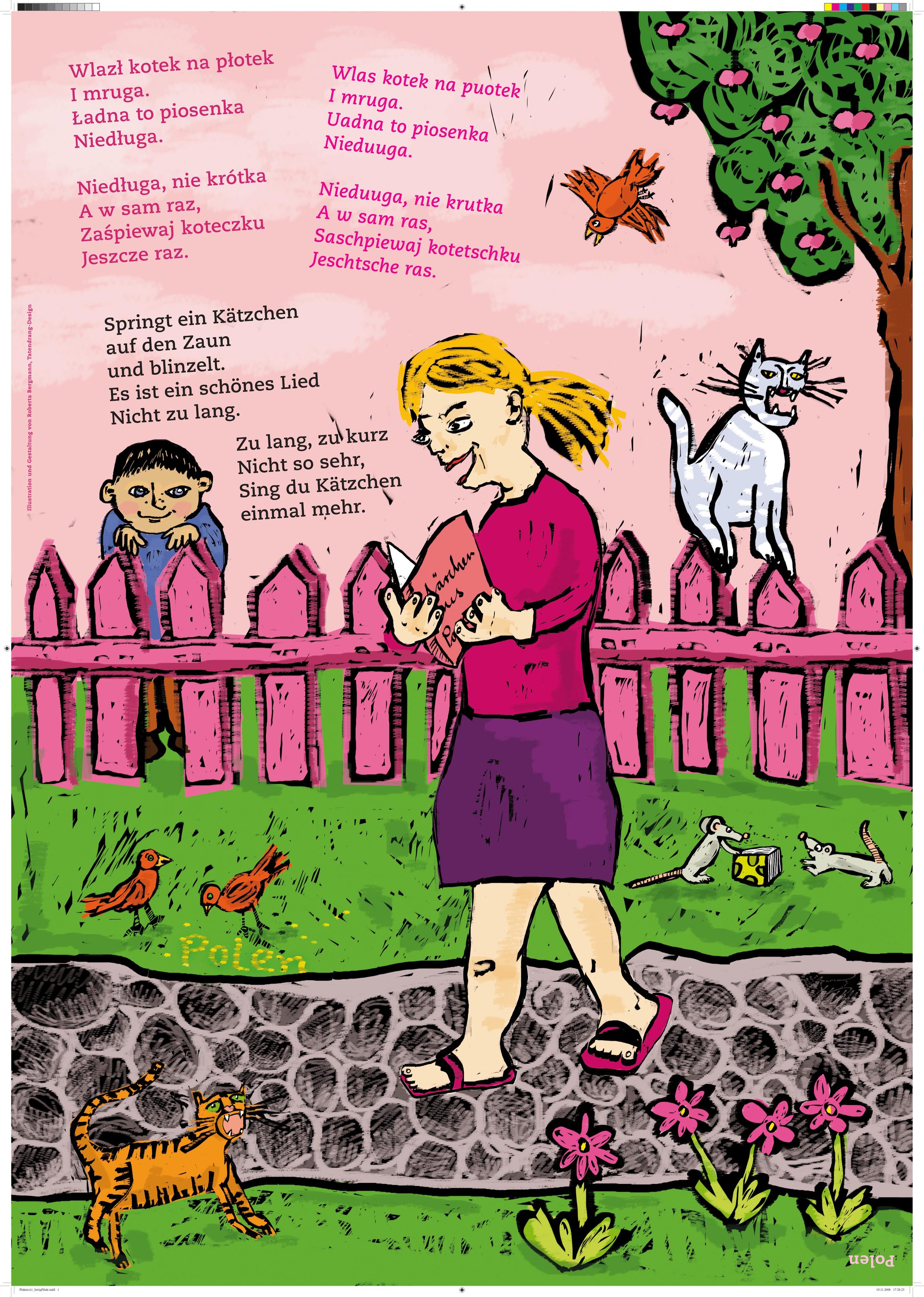 Illustration mit Kindervers zu: Polen (Wird bei Klick vergrößert)