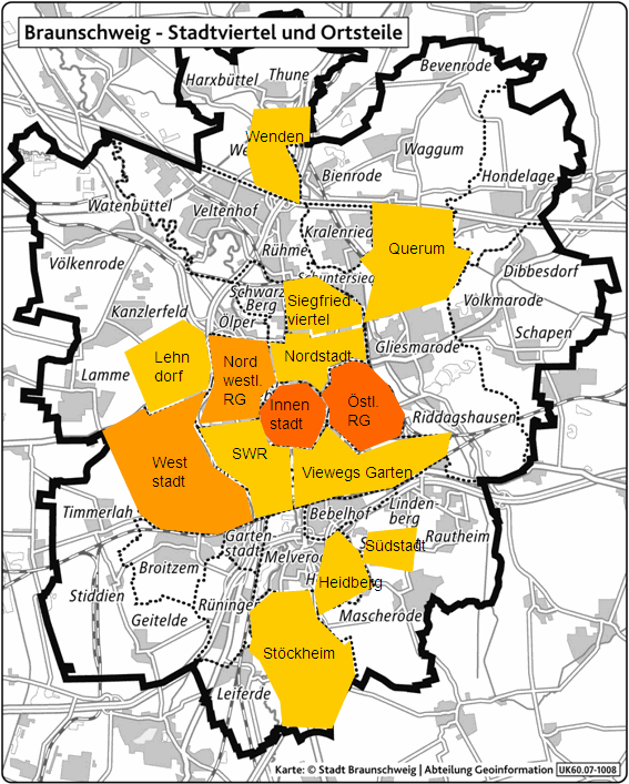 Umzugsmotivbefragung - Herkunftsstadtteile der Stadt-Umland-Wandernden (Wird bei Klick vergrößert)