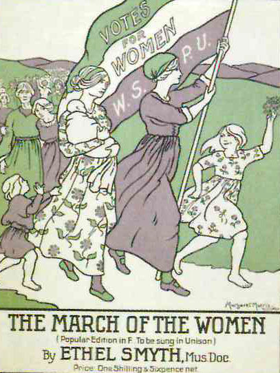 Plakat zu Frauenwahlrechtsbewegung in England 19. Jahrhundert