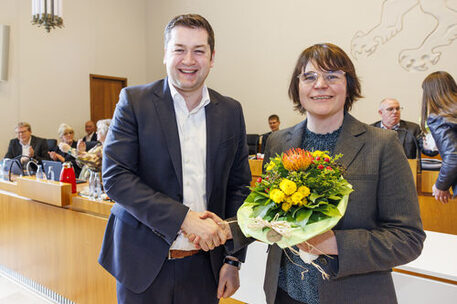 Oberbürgermeister Dr. Thorsten Kornblum und Anna Katharina Hanusch.