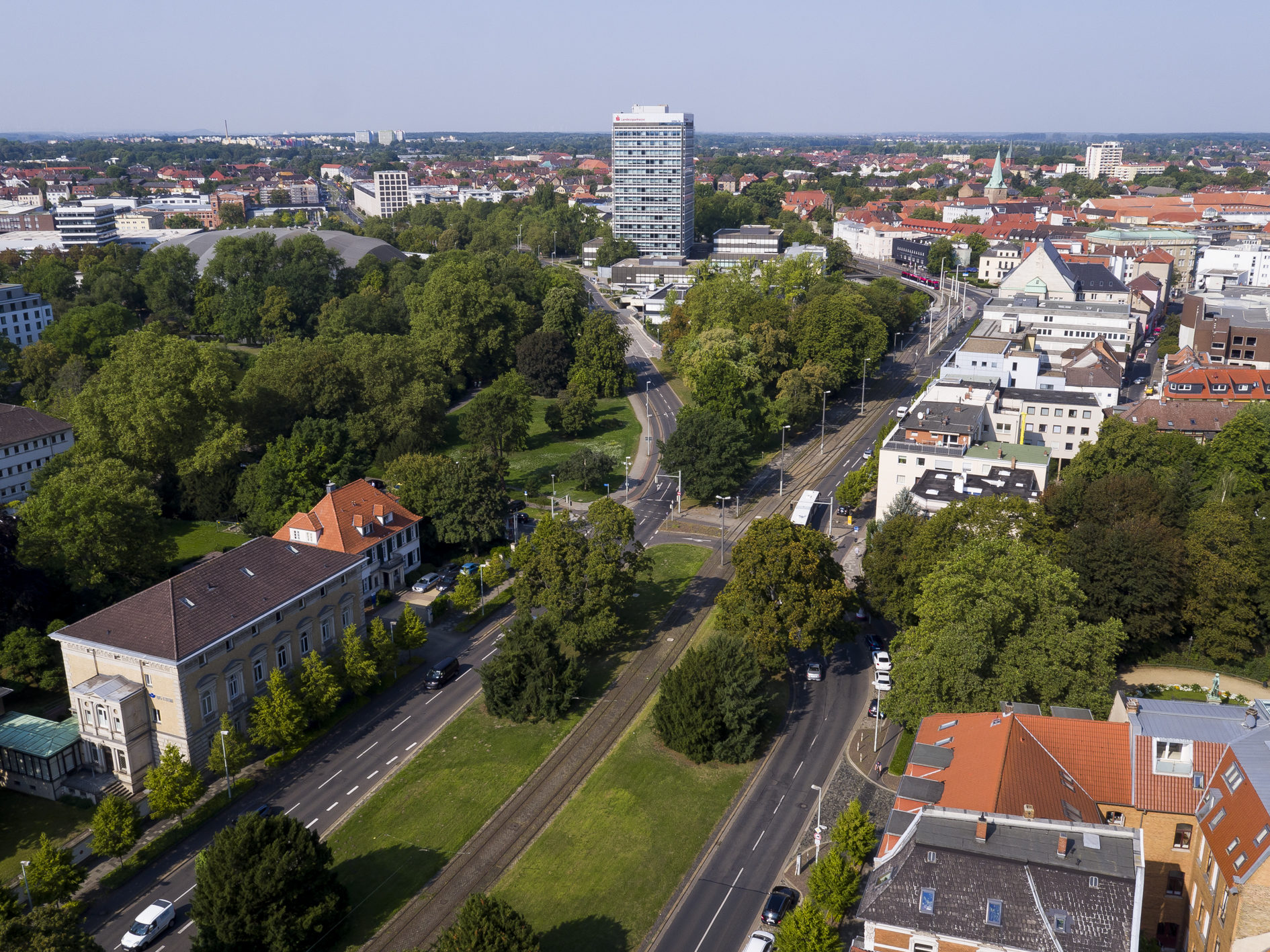 Luftbild Lessingplatz, Bruchtorwall, Kalenwall und Kreuzung Gieseler
