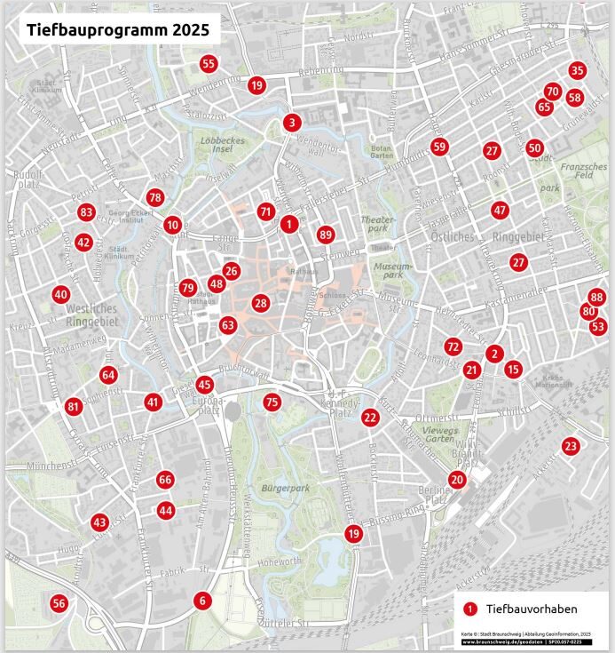 Karte zum Tiefbauprogramm (Wird bei Klick vergrößert)