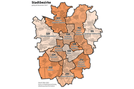 Stadtplan mit Stadtbezirksgrenzen