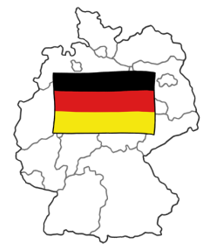 vereinfachte Darstellung: Deutschlandkarte und Deutschland-Flagge (Wird bei Klick vergrößert)