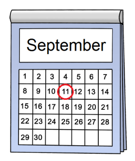 Kalenderblatt, auf dem der 11. September markiert ist (Wird bei Klick vergrößert)