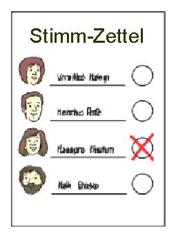 vereinfachte Darstellung eines Stimmzettels