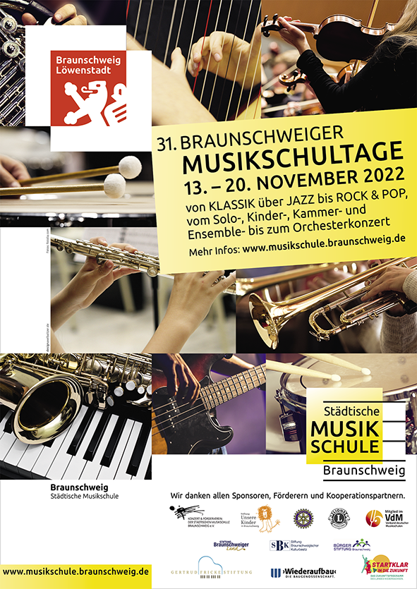 13. - 20.11.2022 finden die 31. Braunschweiger Musikschultage 2022 statt (Wird bei Klick vergrößert)