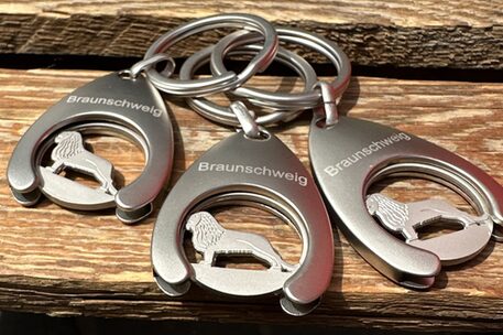 Schlüsselanhänger, Einkaufschip Burglöwe
