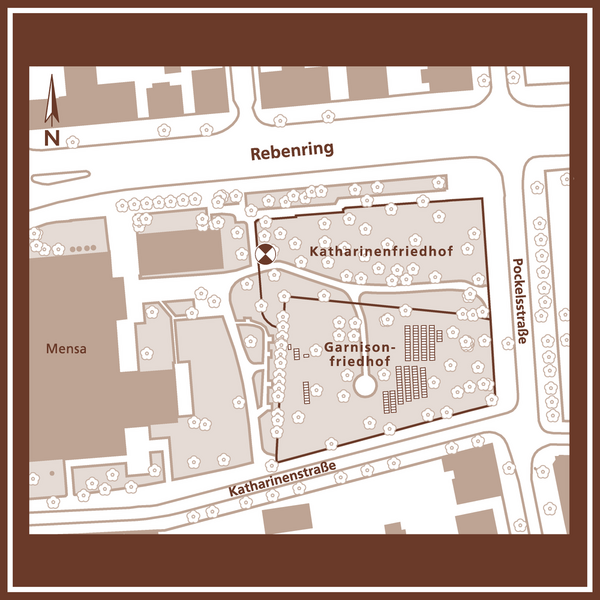 Karte des Katharinen- und Garnisonfriedhofs (Wird bei Klick vergrößert)