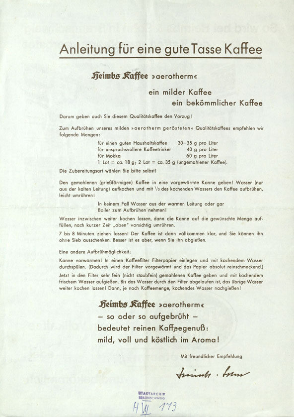 Werbeblatt, das bis 1955 den Sendungen an Kunden beigelegt wurde (Zoom on click)