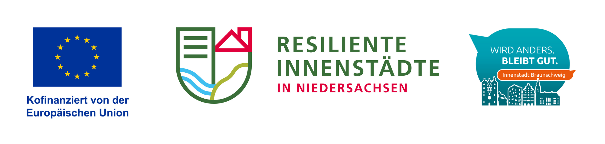 Header mit Logos zum Förderprogramm Resiliente Innenstadt